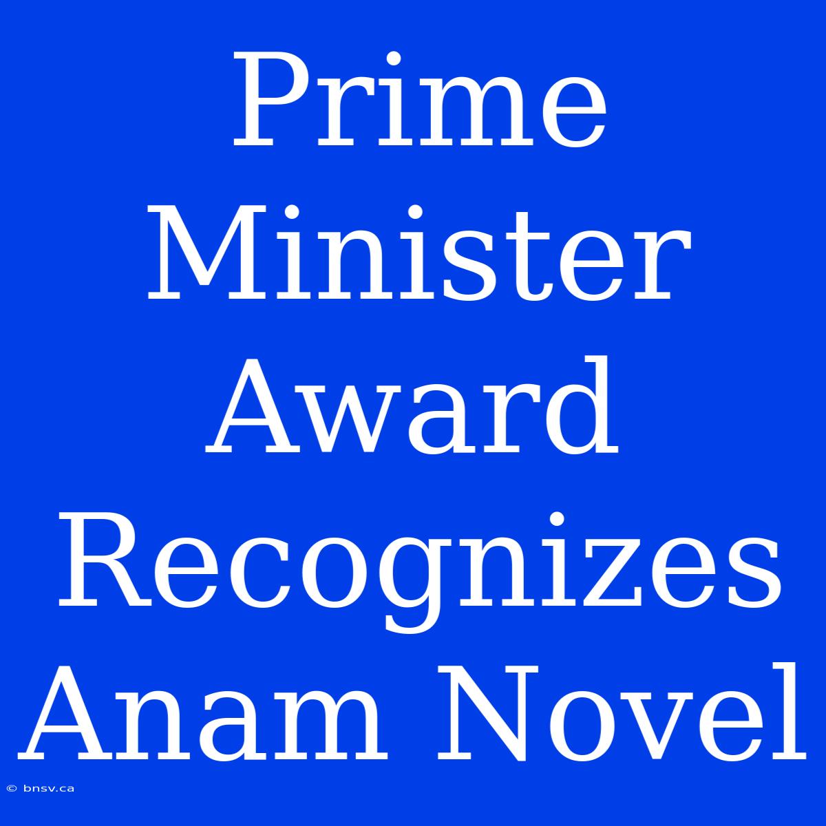 Prime Minister Award Recognizes Anam Novel