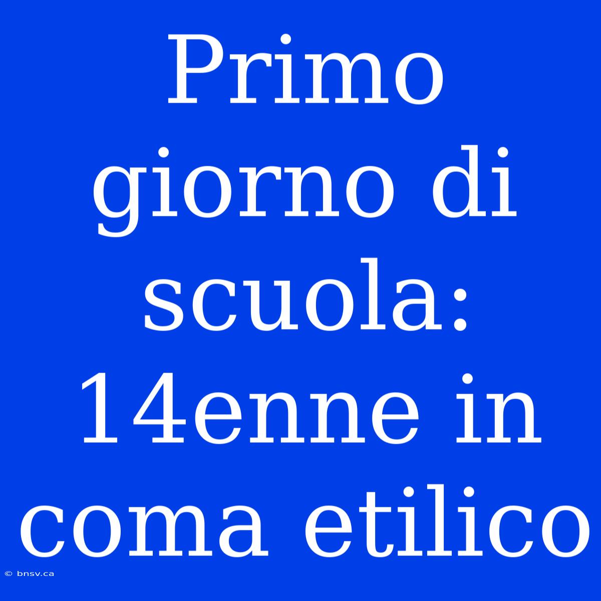 Primo Giorno Di Scuola: 14enne In Coma Etilico