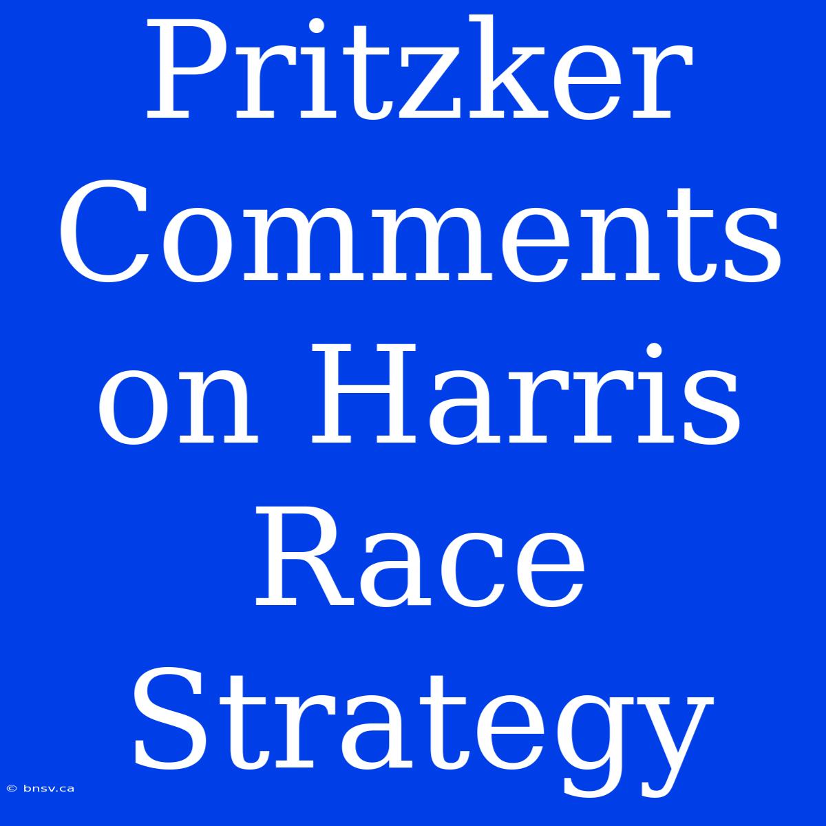 Pritzker Comments On Harris Race Strategy