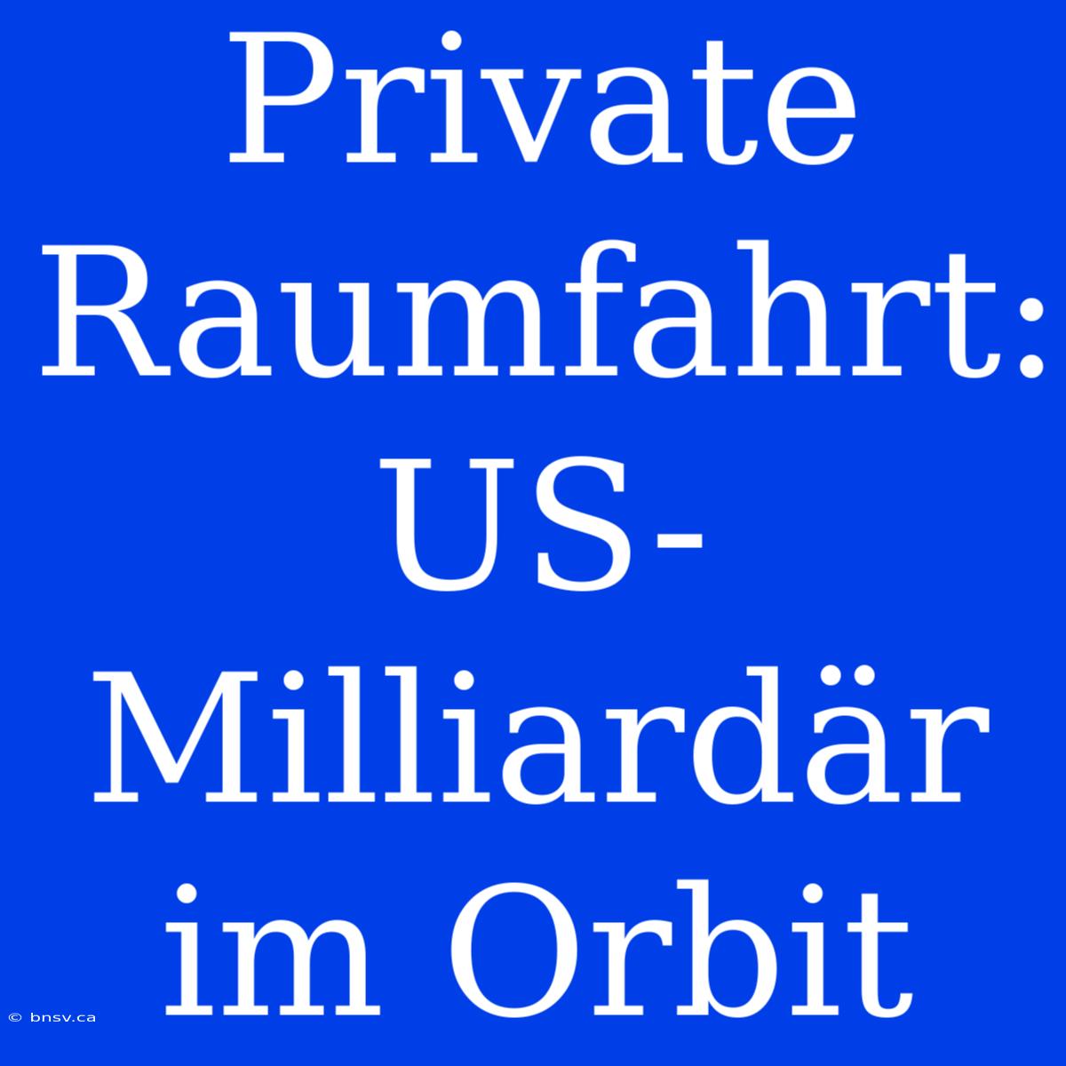 Private Raumfahrt: US-Milliardär Im Orbit