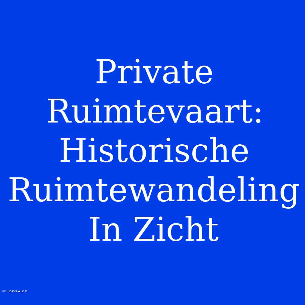 Private Ruimtevaart:  Historische Ruimtewandeling In Zicht