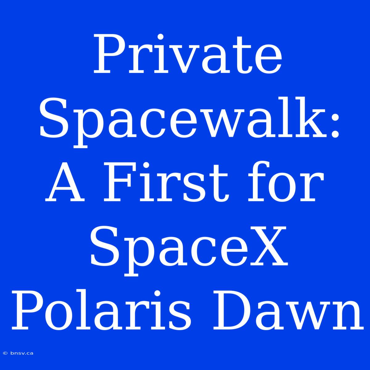 Private Spacewalk: A First For SpaceX Polaris Dawn