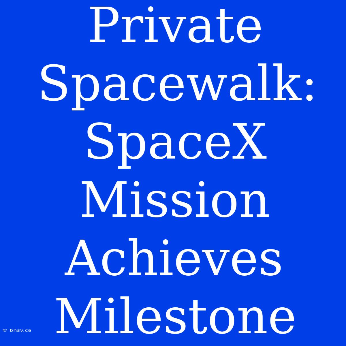 Private Spacewalk: SpaceX Mission Achieves Milestone