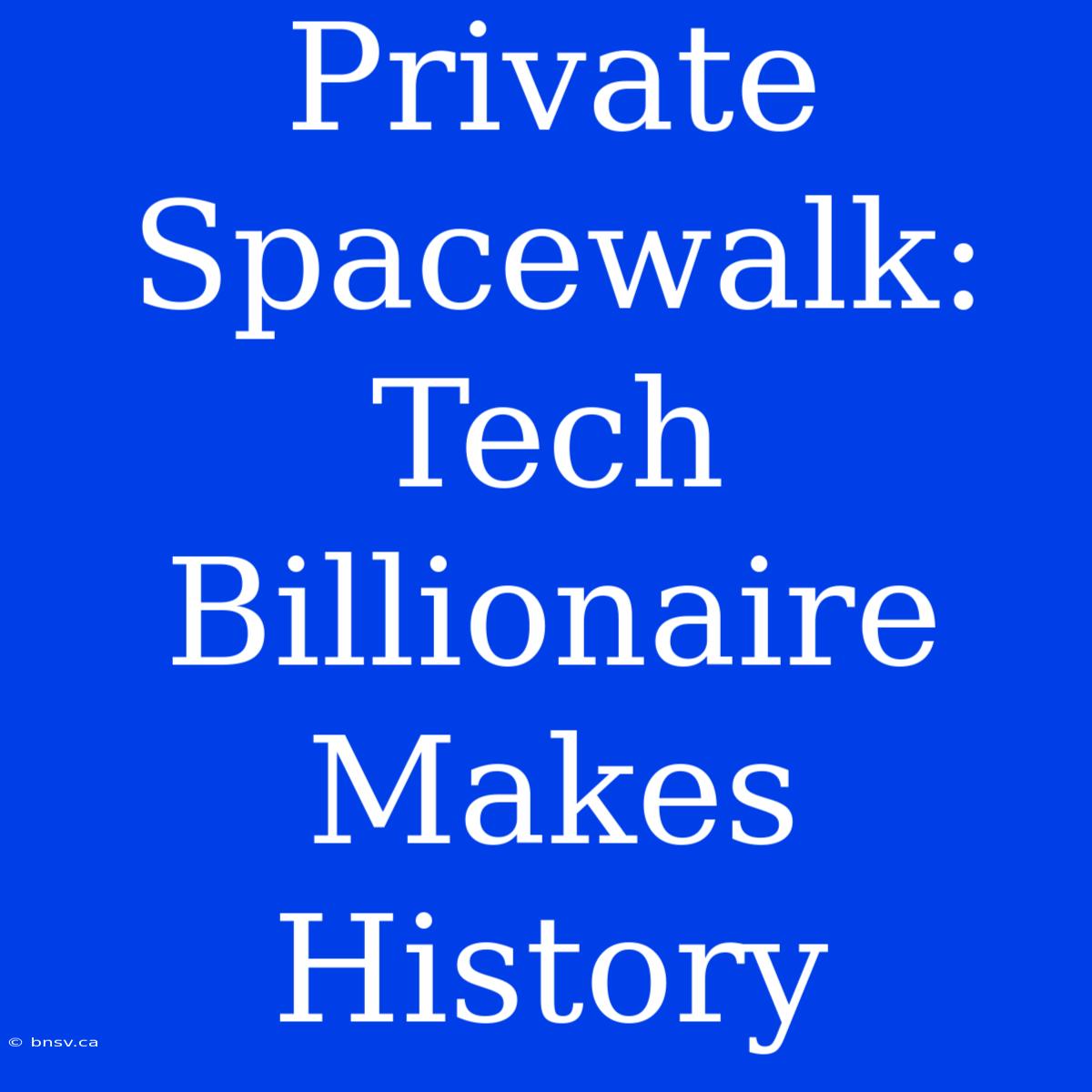 Private Spacewalk: Tech Billionaire Makes History