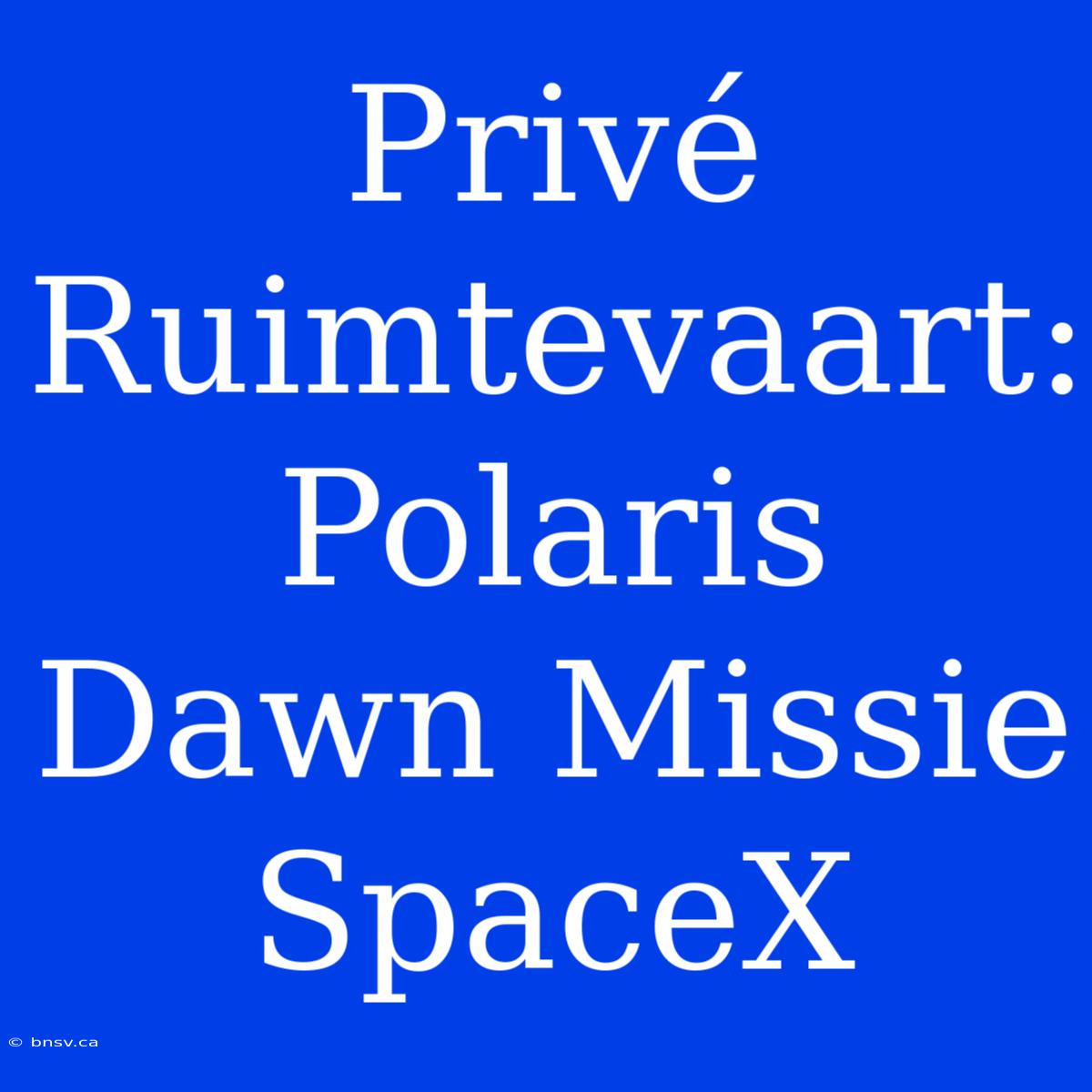 Privé Ruimtevaart: Polaris Dawn Missie SpaceX