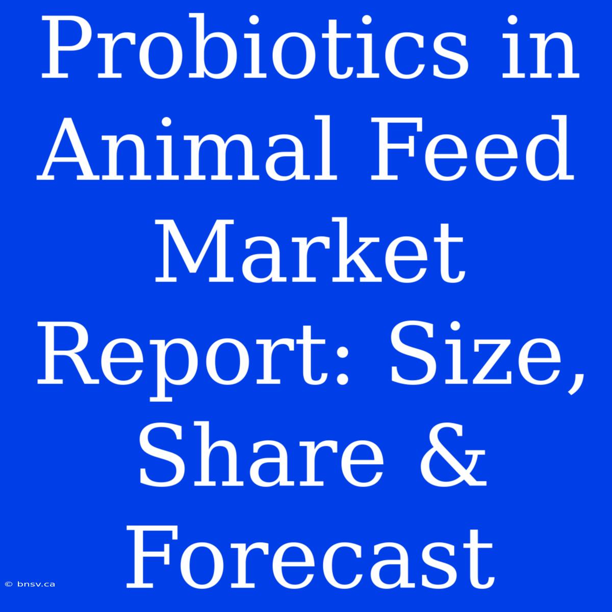 Probiotics In Animal Feed Market Report: Size, Share & Forecast