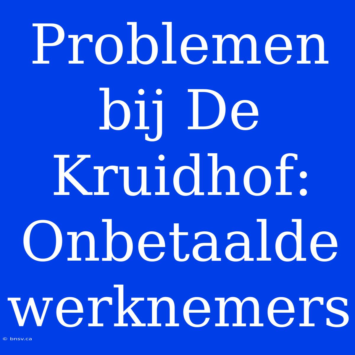 Problemen Bij De Kruidhof: Onbetaalde Werknemers