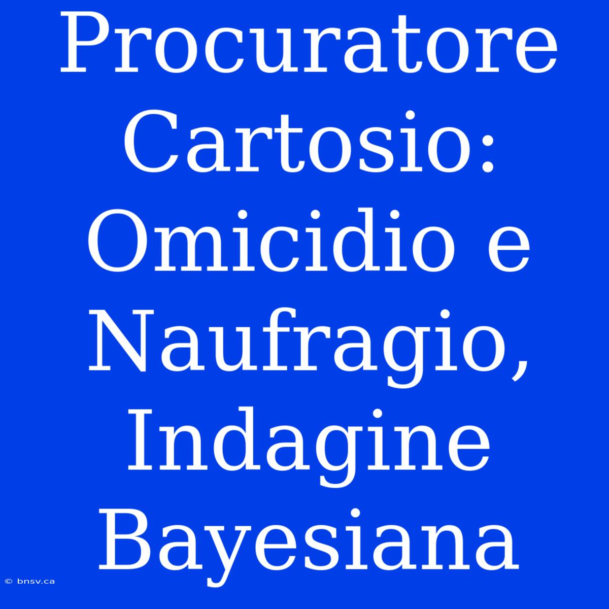 Procuratore Cartosio: Omicidio E Naufragio, Indagine Bayesiana