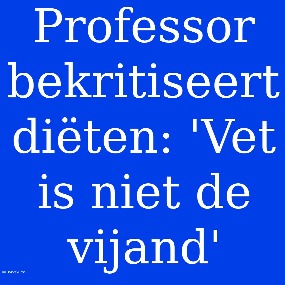 Professor Bekritiseert Diëten: 'Vet Is Niet De Vijand'