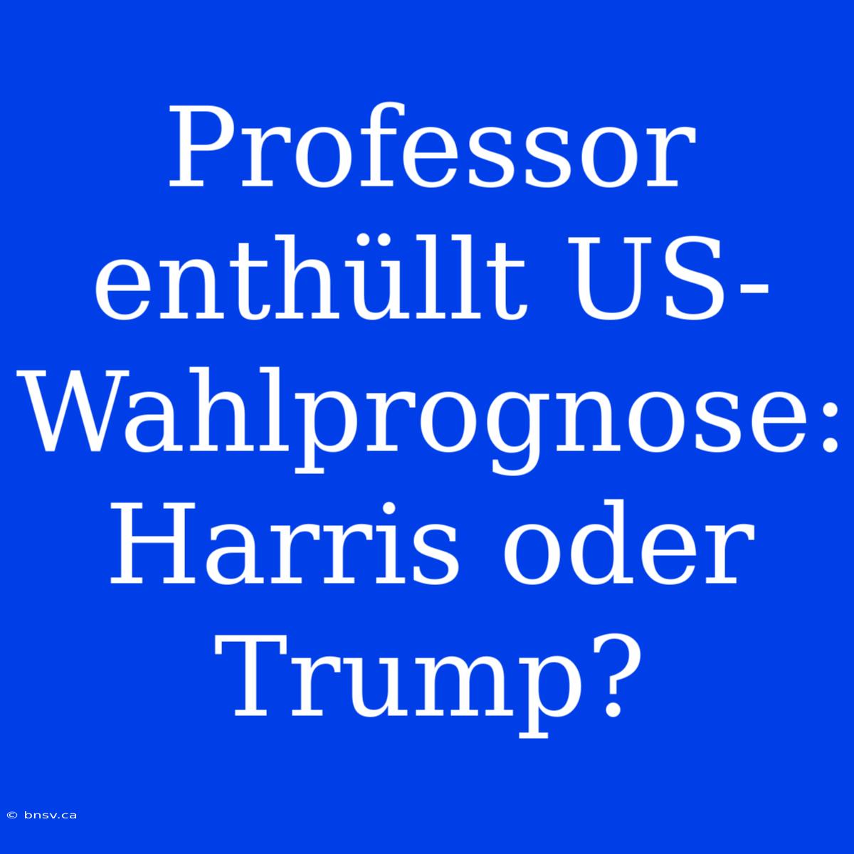 Professor Enthüllt US-Wahlprognose: Harris Oder Trump?