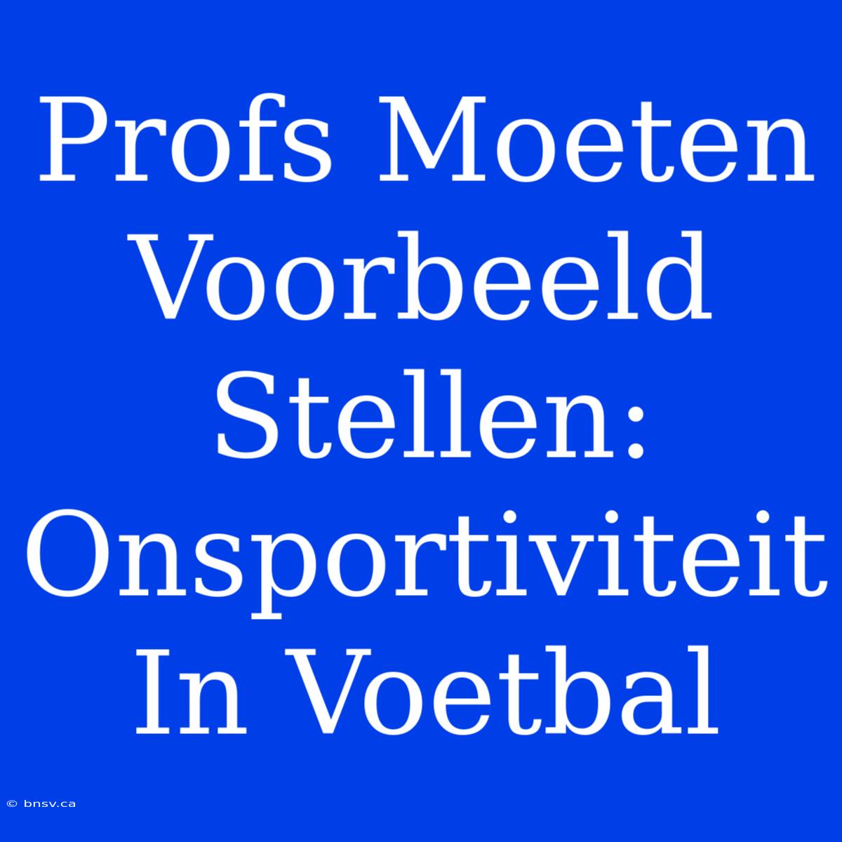 Profs Moeten Voorbeeld Stellen: Onsportiviteit In Voetbal