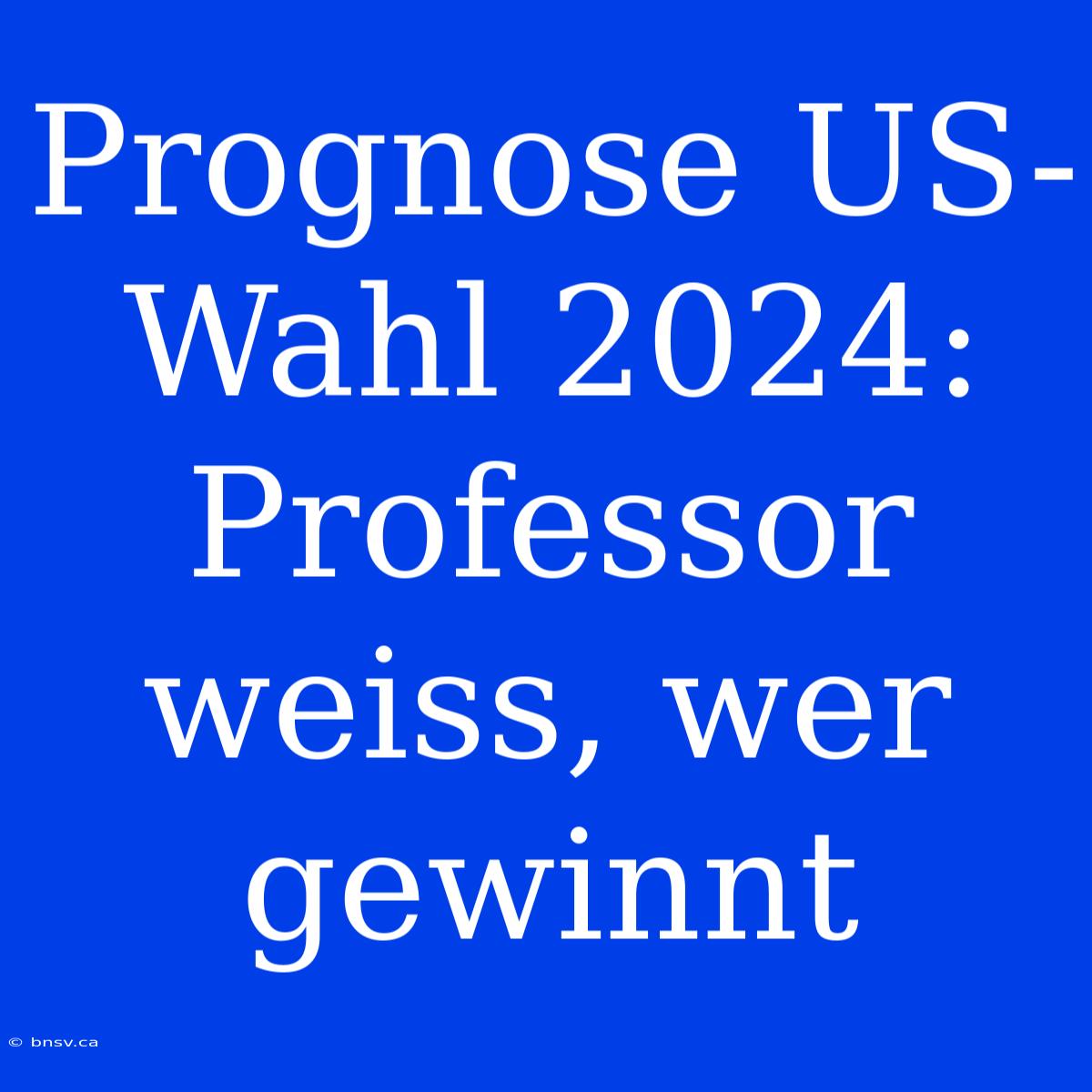 Prognose US-Wahl 2024: Professor Weiss, Wer Gewinnt