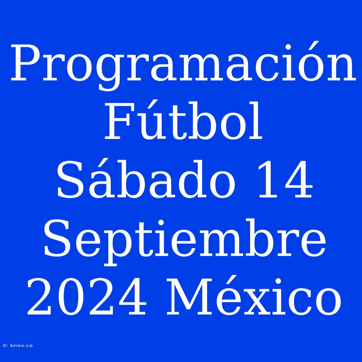 Programación Fútbol Sábado 14 Septiembre 2024 México