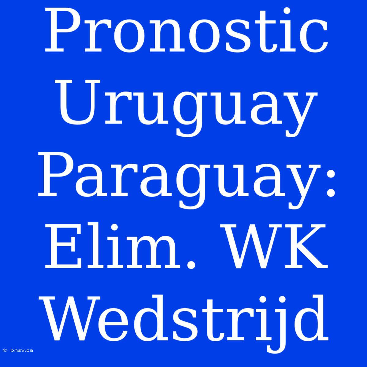 Pronostic Uruguay Paraguay: Elim. WK Wedstrijd