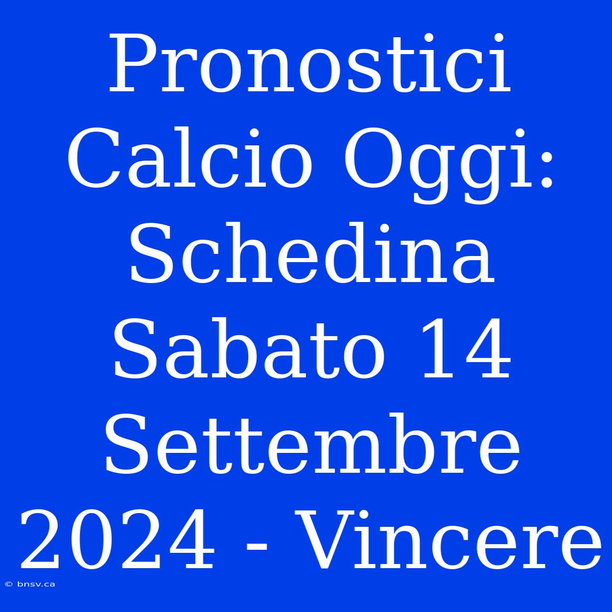 Pronostici Calcio Oggi: Schedina Sabato 14 Settembre 2024 - Vincere