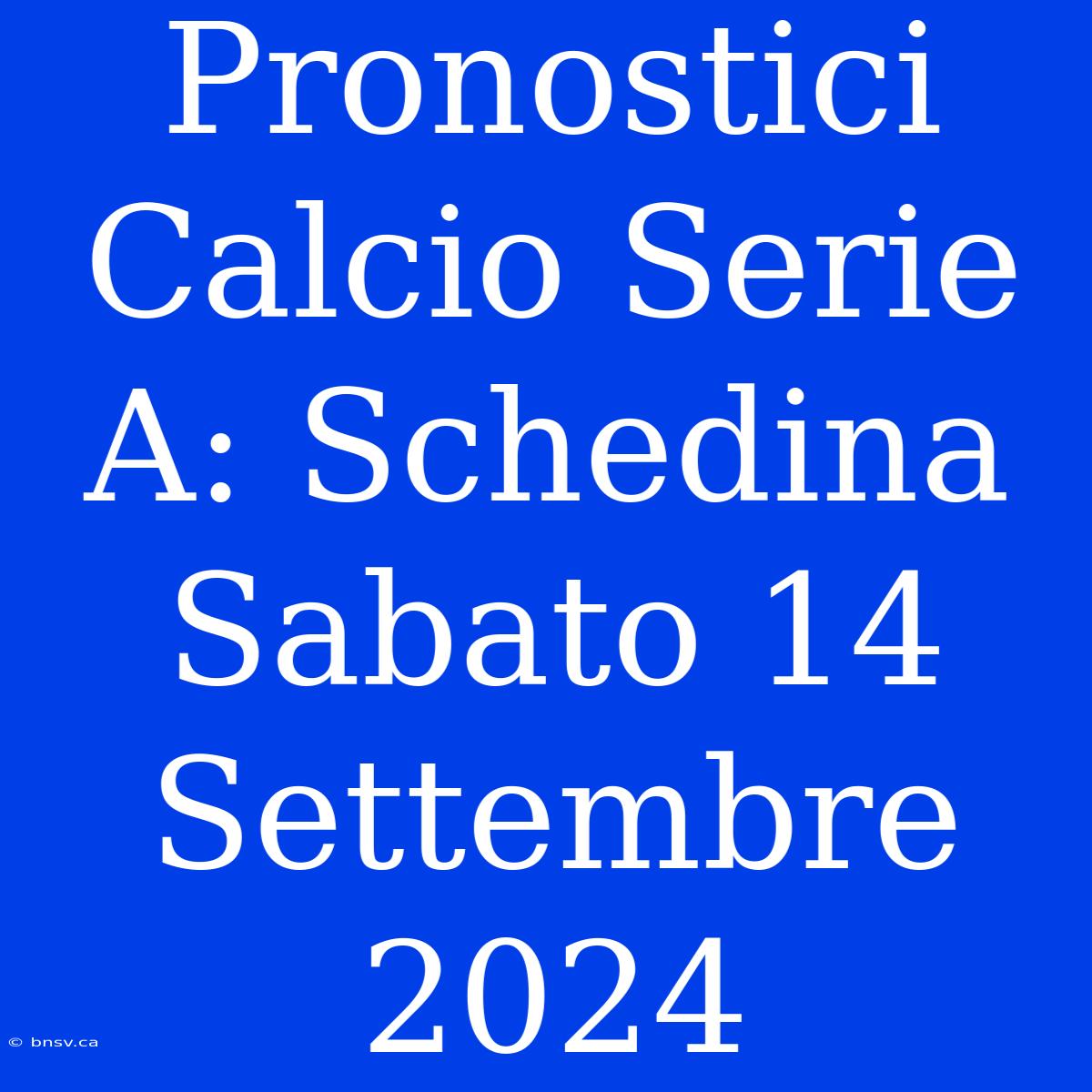 Pronostici Calcio Serie A: Schedina Sabato 14 Settembre 2024