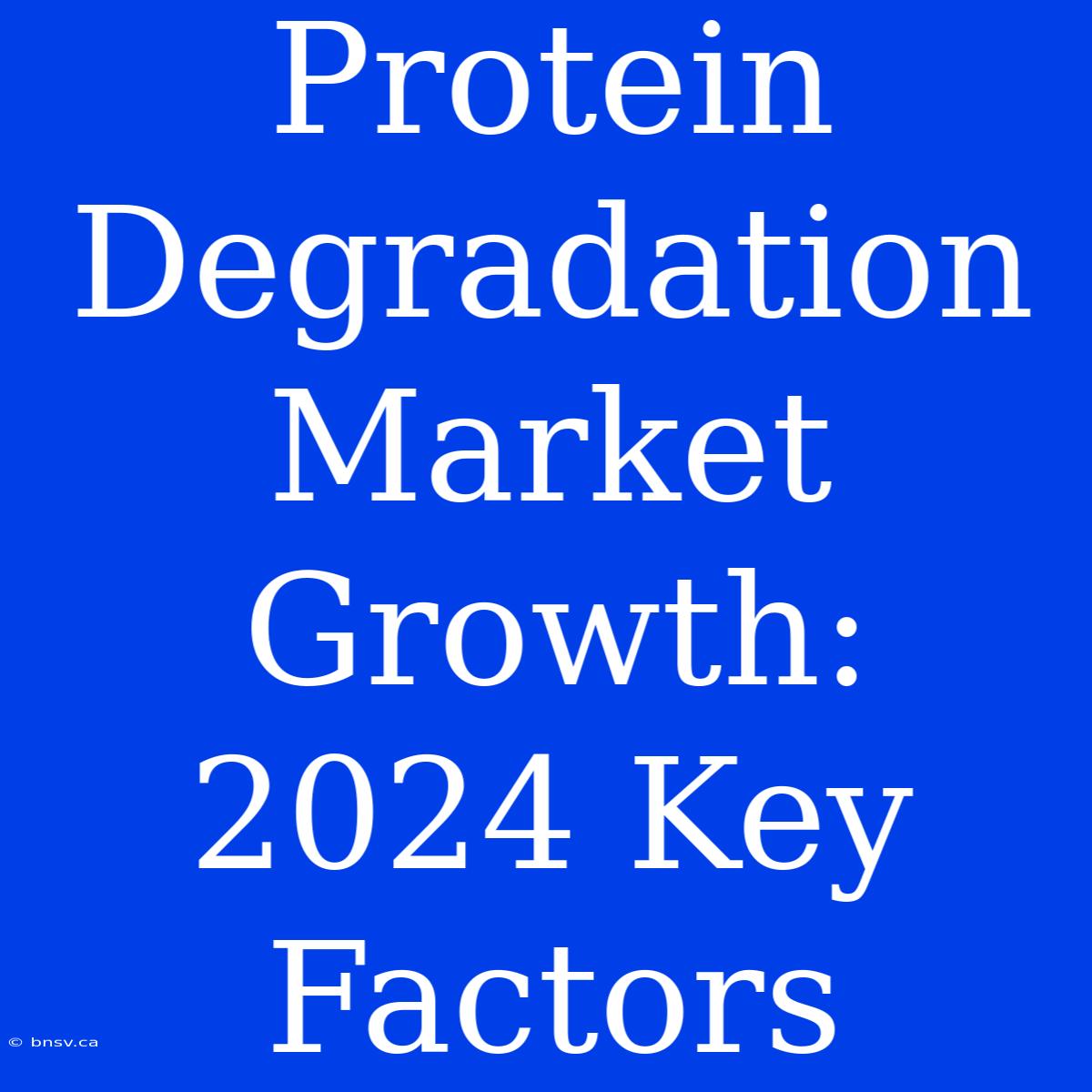 Protein Degradation Market Growth: 2024 Key Factors