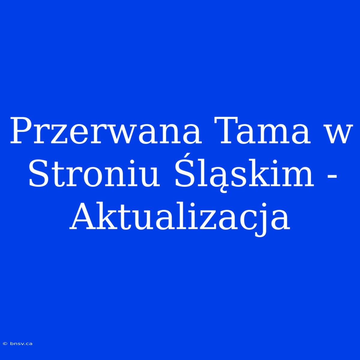 Przerwana Tama W Stroniu Śląskim - Aktualizacja