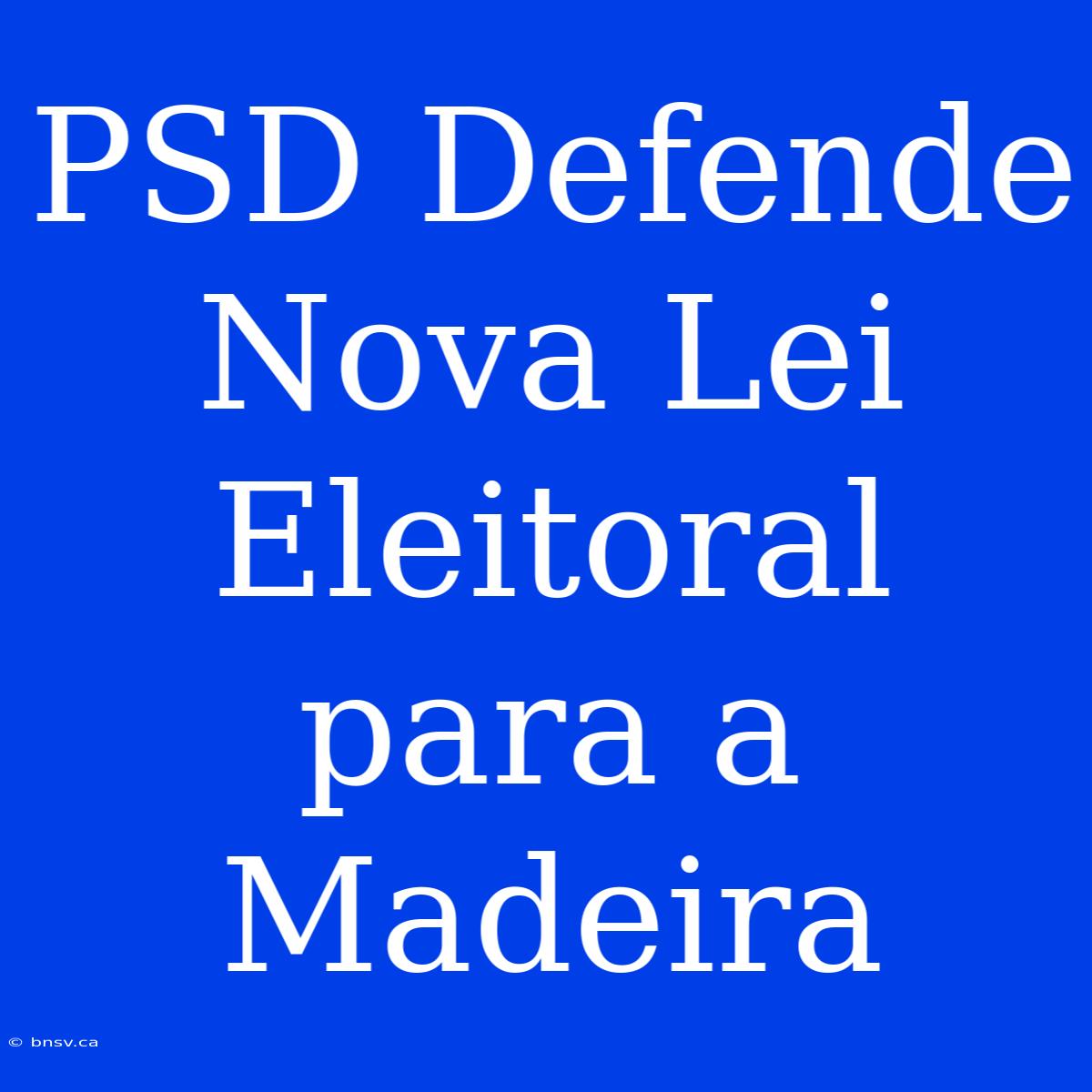 PSD Defende Nova Lei Eleitoral Para A Madeira