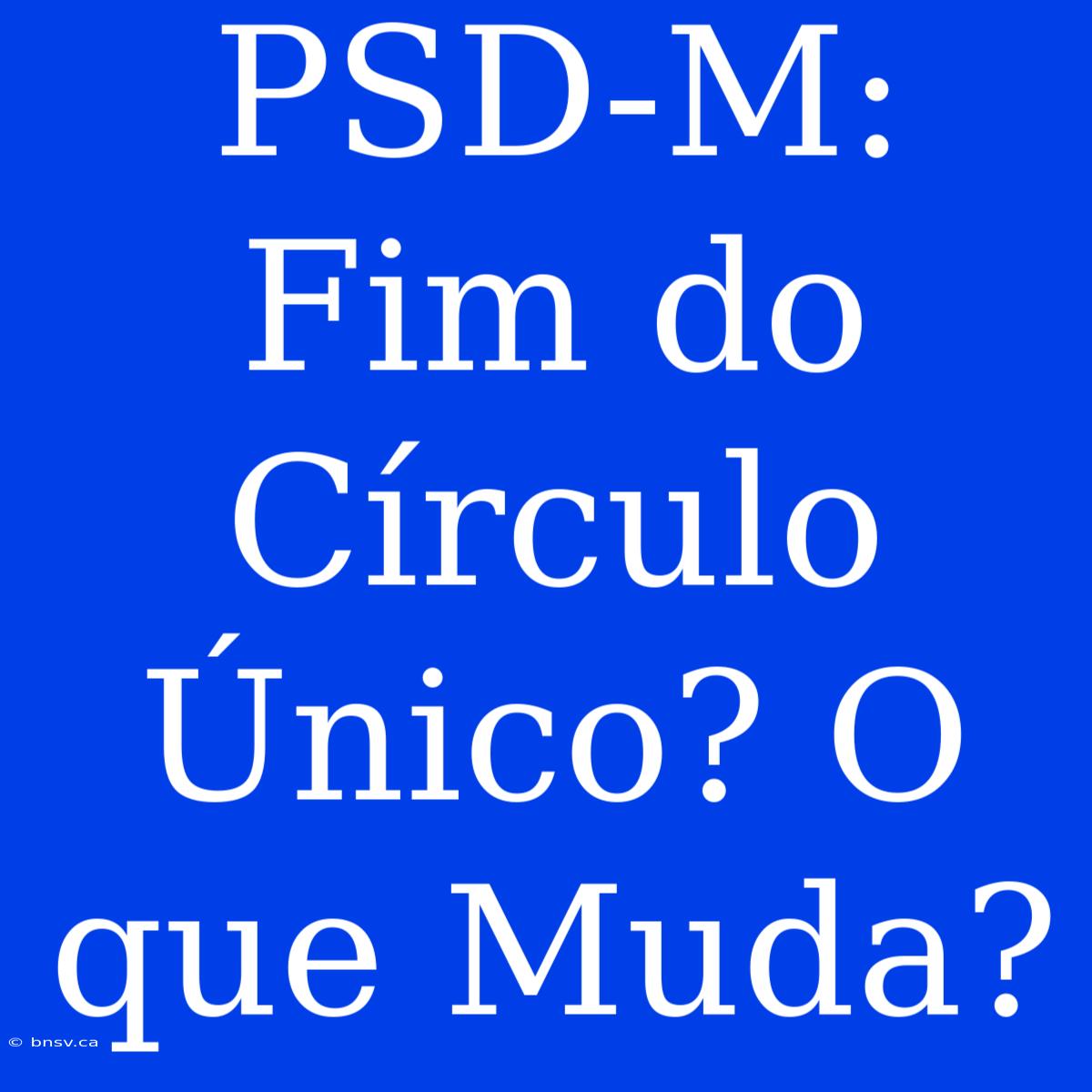 PSD-M: Fim Do Círculo Único? O Que Muda?