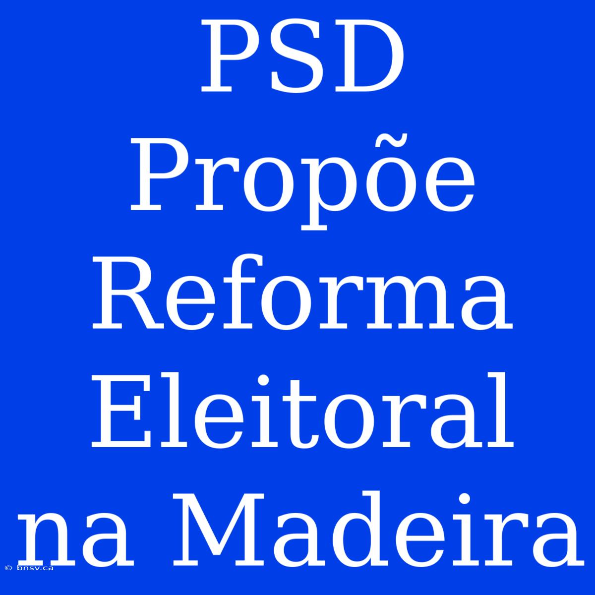 PSD Propõe Reforma Eleitoral Na Madeira