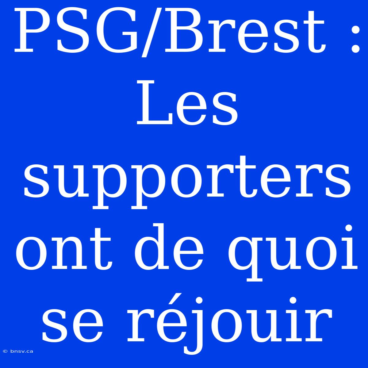 PSG/Brest : Les Supporters Ont De Quoi Se Réjouir