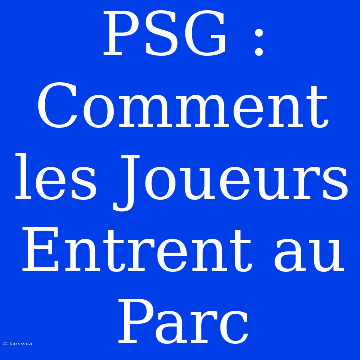 PSG : Comment Les Joueurs Entrent Au Parc