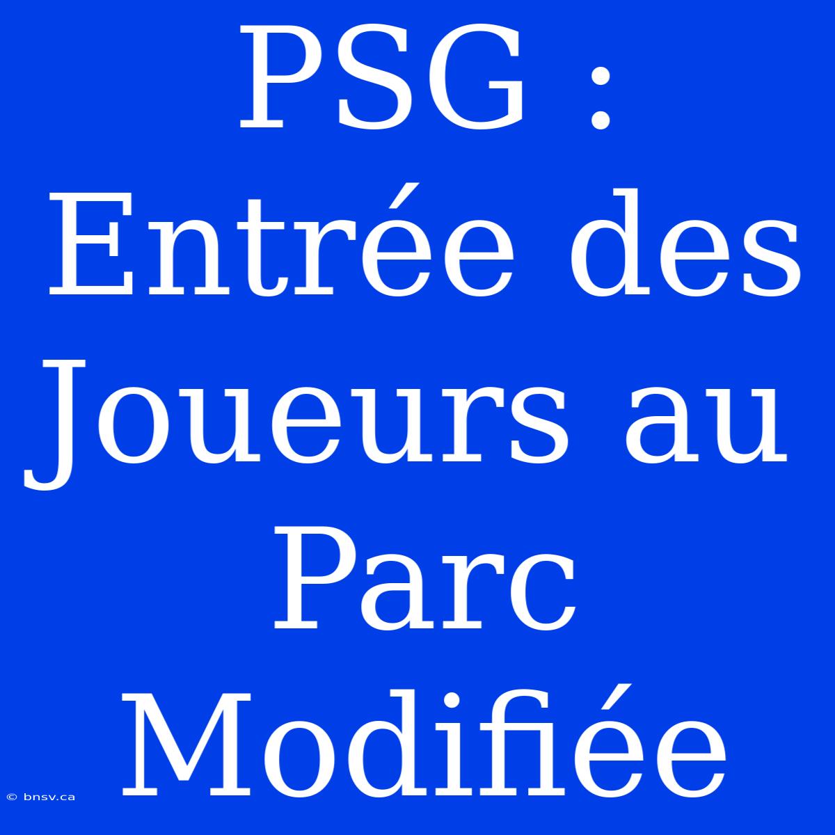 PSG : Entrée Des Joueurs Au Parc Modifiée