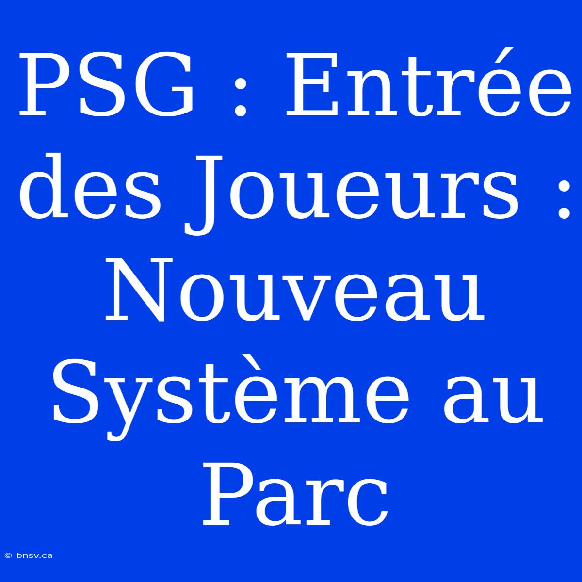 PSG : Entrée Des Joueurs : Nouveau Système Au Parc