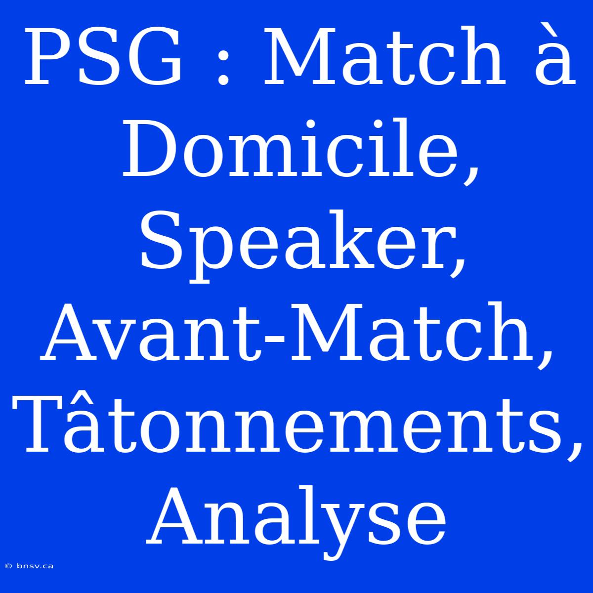 PSG : Match À Domicile, Speaker, Avant-Match, Tâtonnements, Analyse