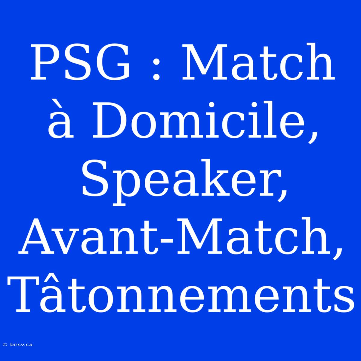 PSG : Match À Domicile, Speaker, Avant-Match, Tâtonnements