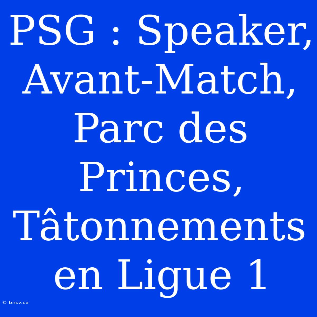 PSG : Speaker, Avant-Match, Parc Des Princes, Tâtonnements En Ligue 1