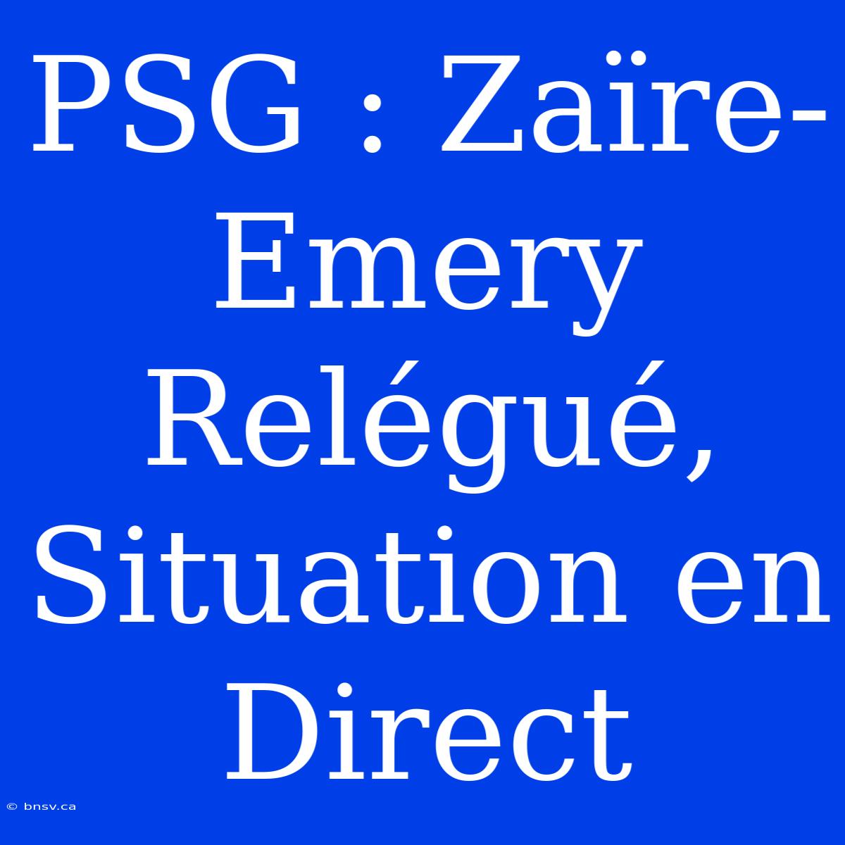 PSG : Zaïre-Emery Relégué, Situation En Direct