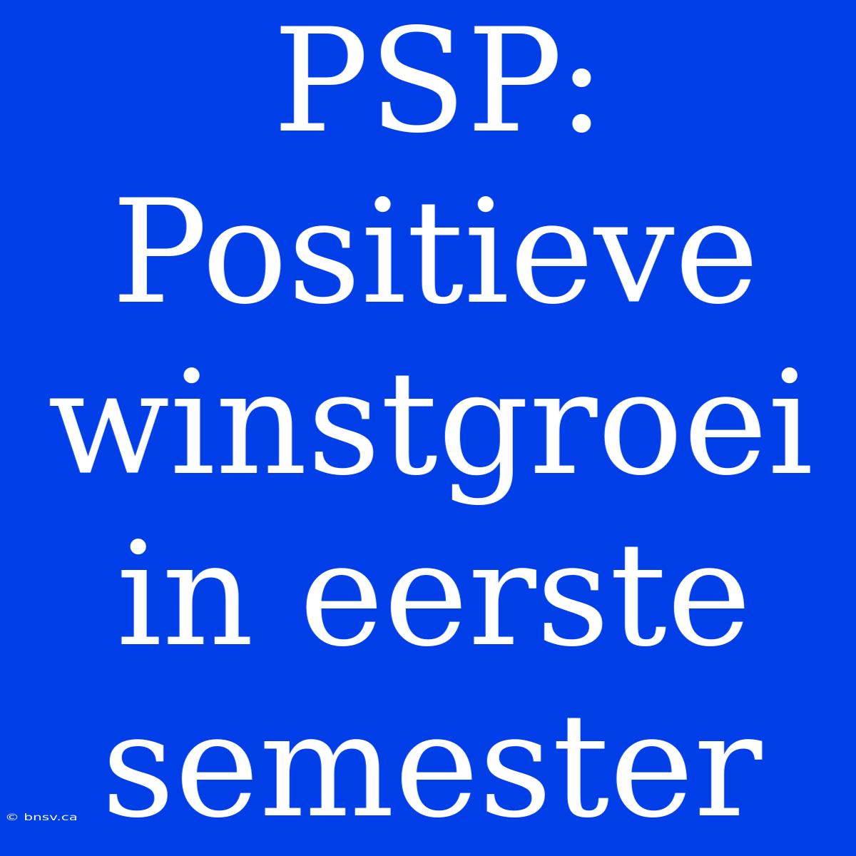 PSP: Positieve Winstgroei In Eerste Semester