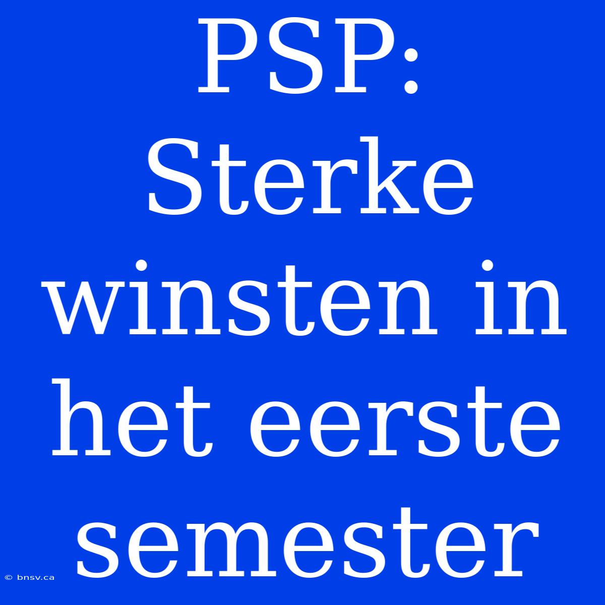 PSP: Sterke Winsten In Het Eerste Semester