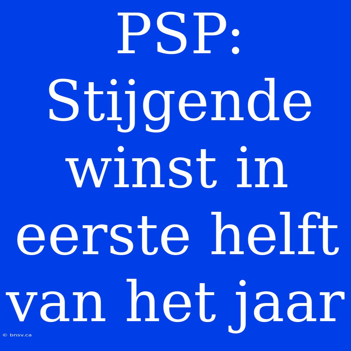 PSP: Stijgende Winst In Eerste Helft Van Het Jaar