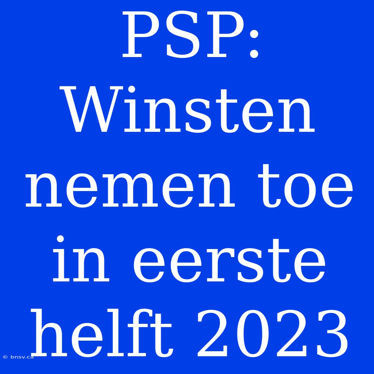 PSP: Winsten Nemen Toe In Eerste Helft 2023