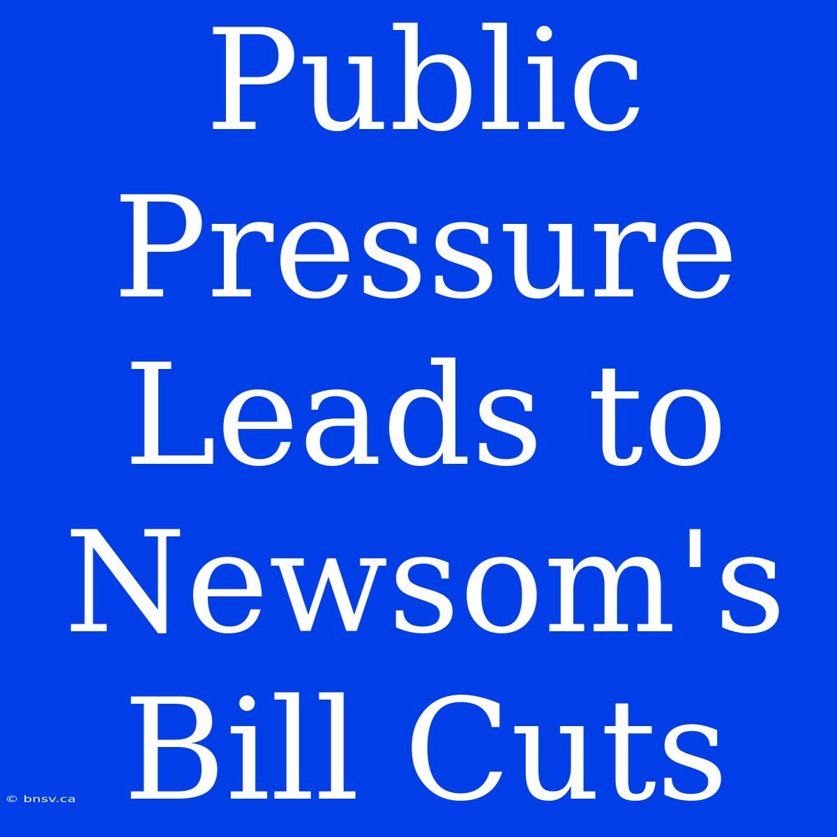 Public Pressure Leads To Newsom's Bill Cuts