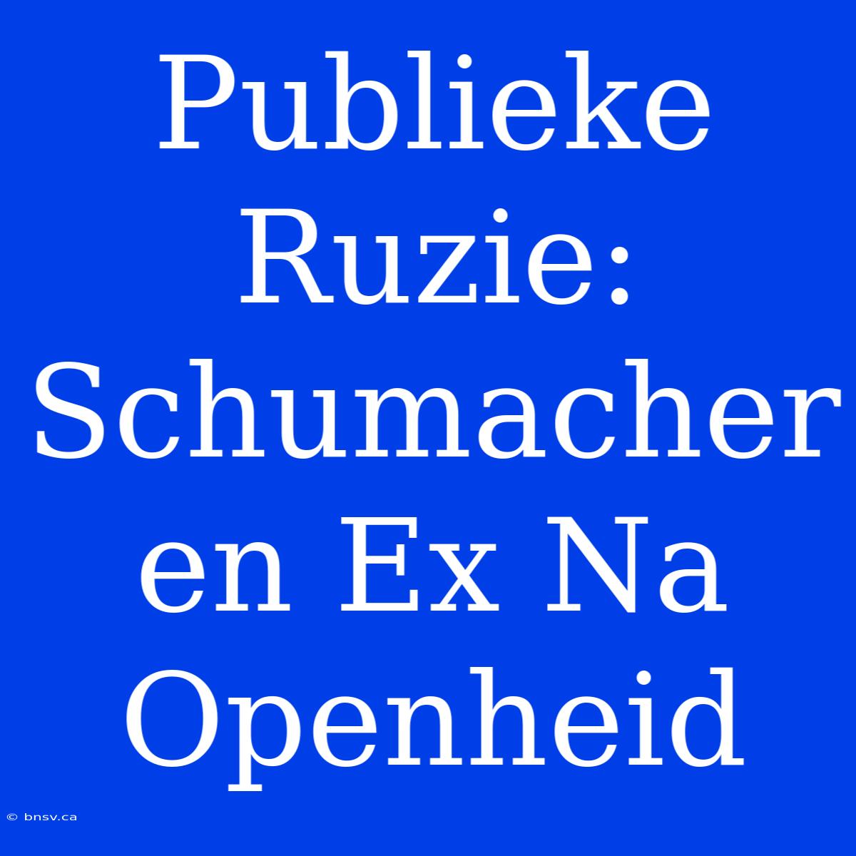 Publieke Ruzie: Schumacher En Ex Na Openheid