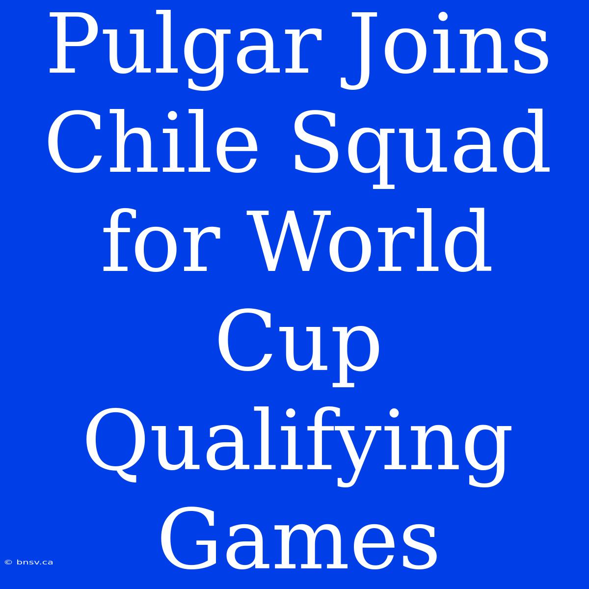 Pulgar Joins Chile Squad For World Cup Qualifying Games