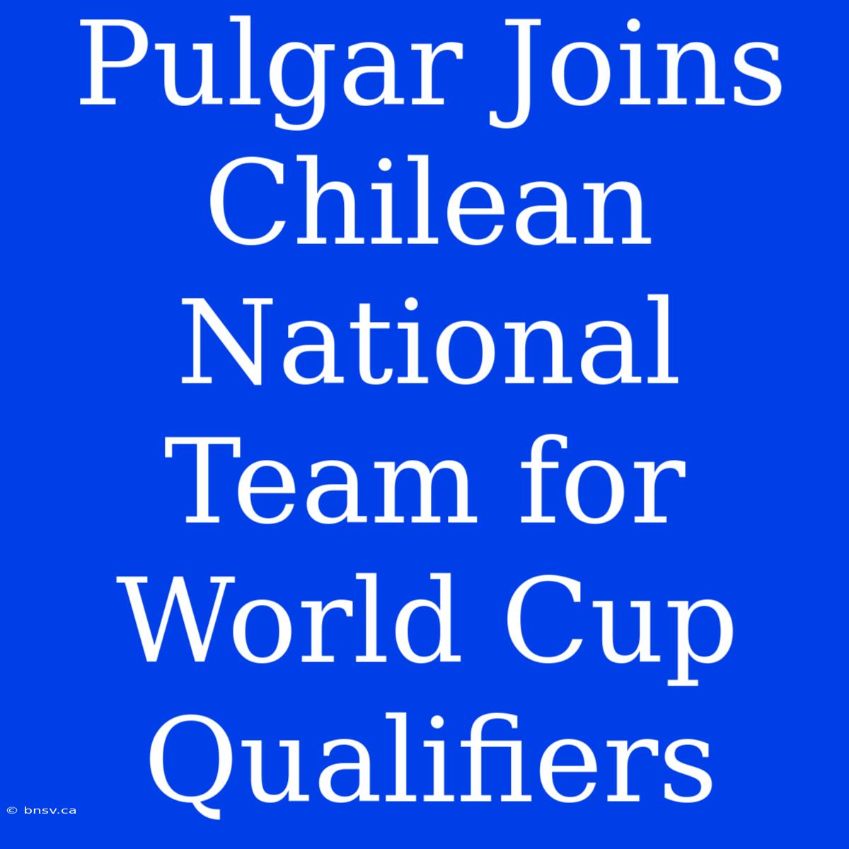 Pulgar Joins Chilean National Team For World Cup Qualifiers