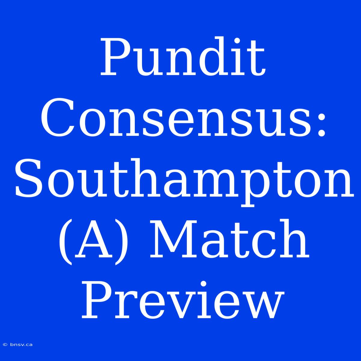 Pundit Consensus: Southampton (A) Match Preview