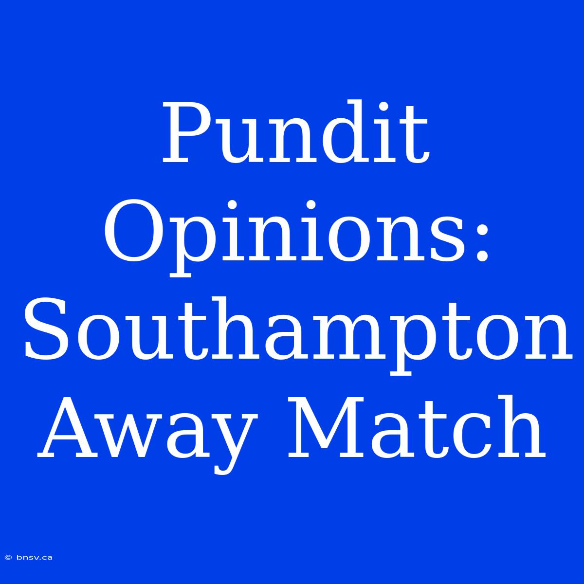 Pundit Opinions: Southampton Away Match