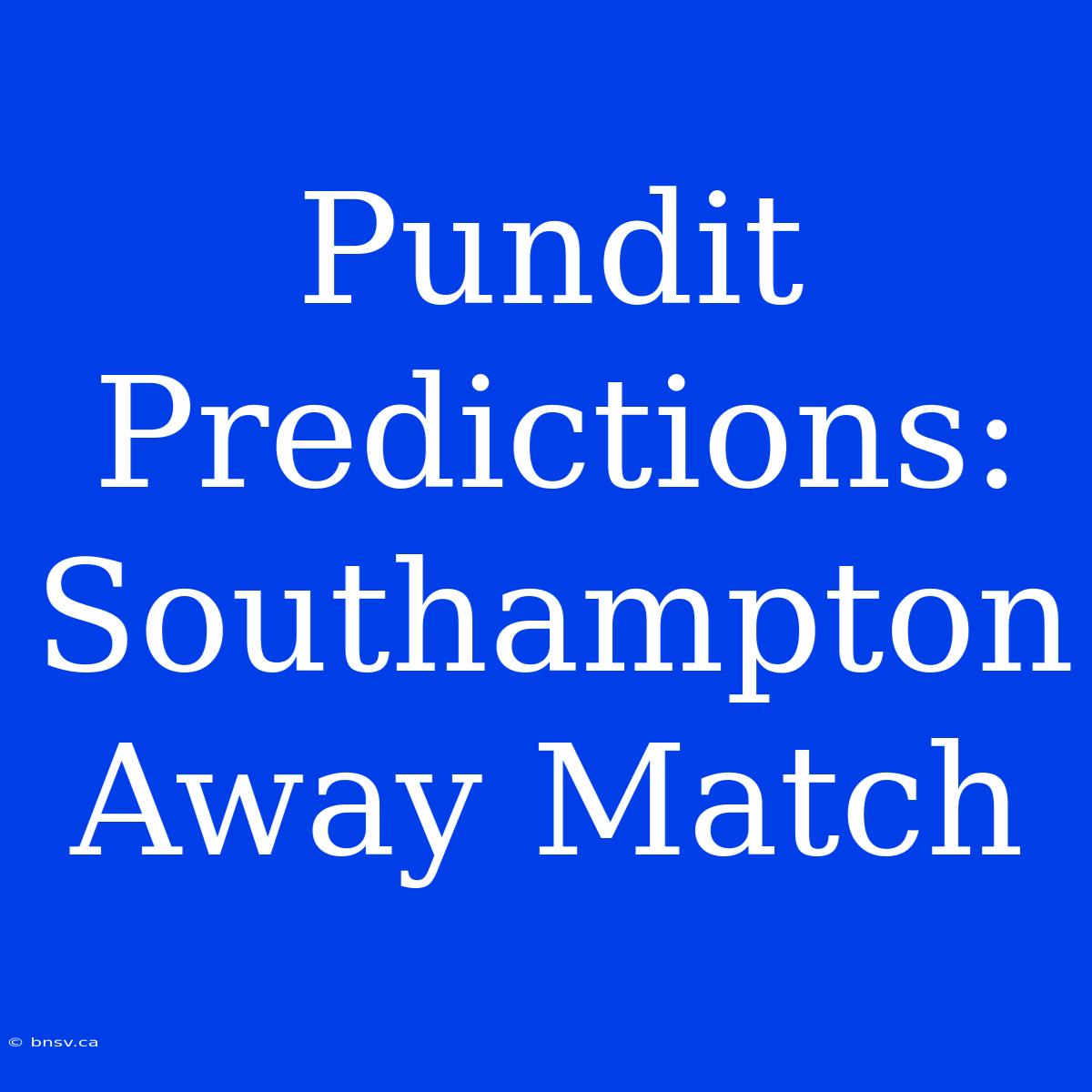 Pundit Predictions: Southampton Away Match