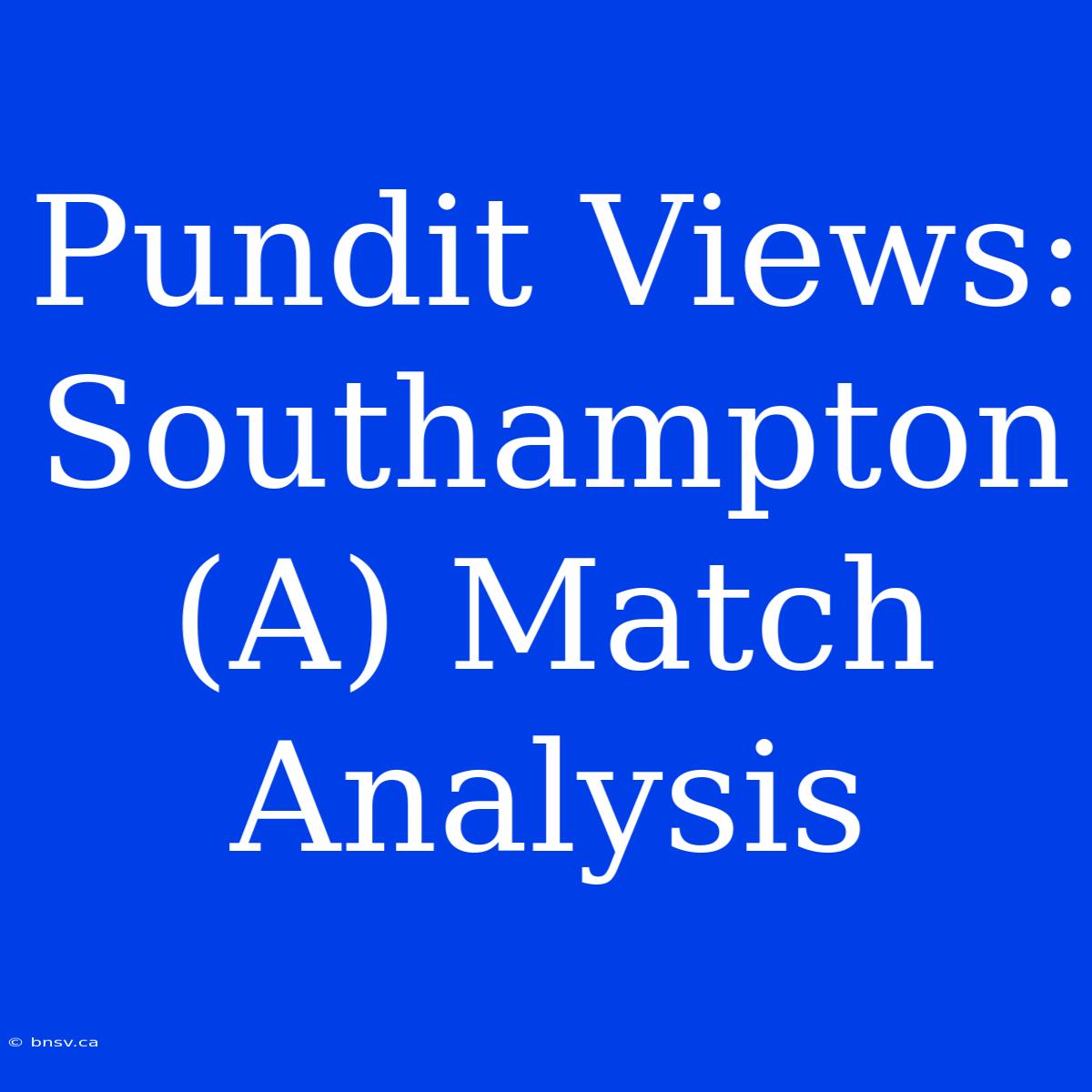 Pundit Views: Southampton (A) Match Analysis