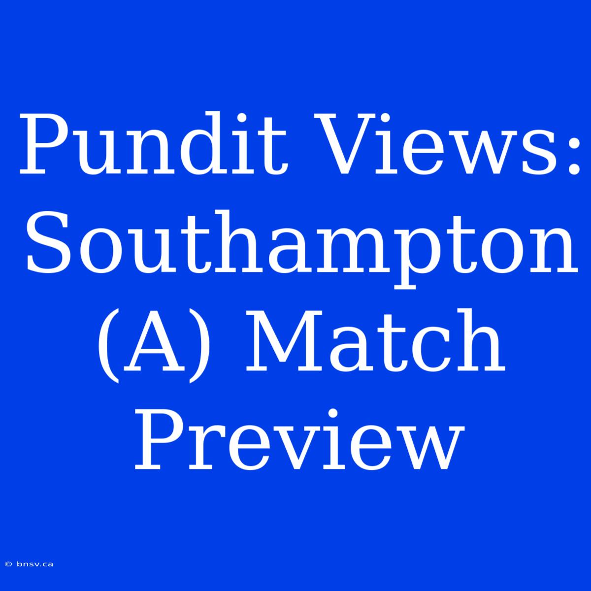 Pundit Views: Southampton (A) Match Preview