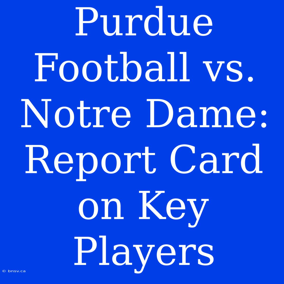 Purdue Football Vs. Notre Dame: Report Card On Key Players