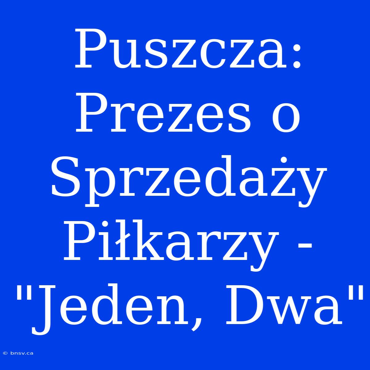 Puszcza: Prezes O Sprzedaży Piłkarzy - 