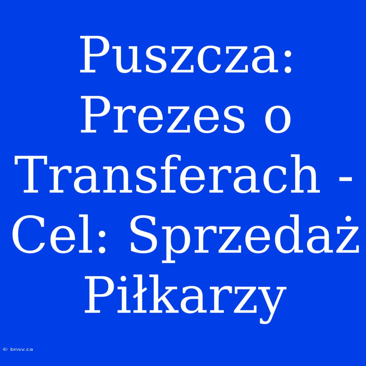 Puszcza: Prezes O Transferach - Cel: Sprzedaż Piłkarzy