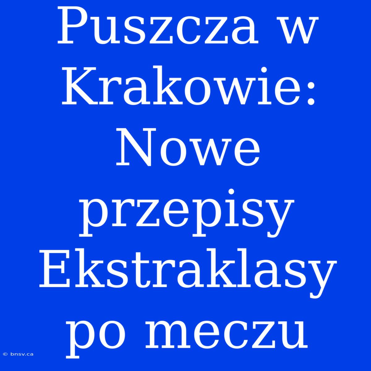 Puszcza W Krakowie: Nowe Przepisy Ekstraklasy Po Meczu